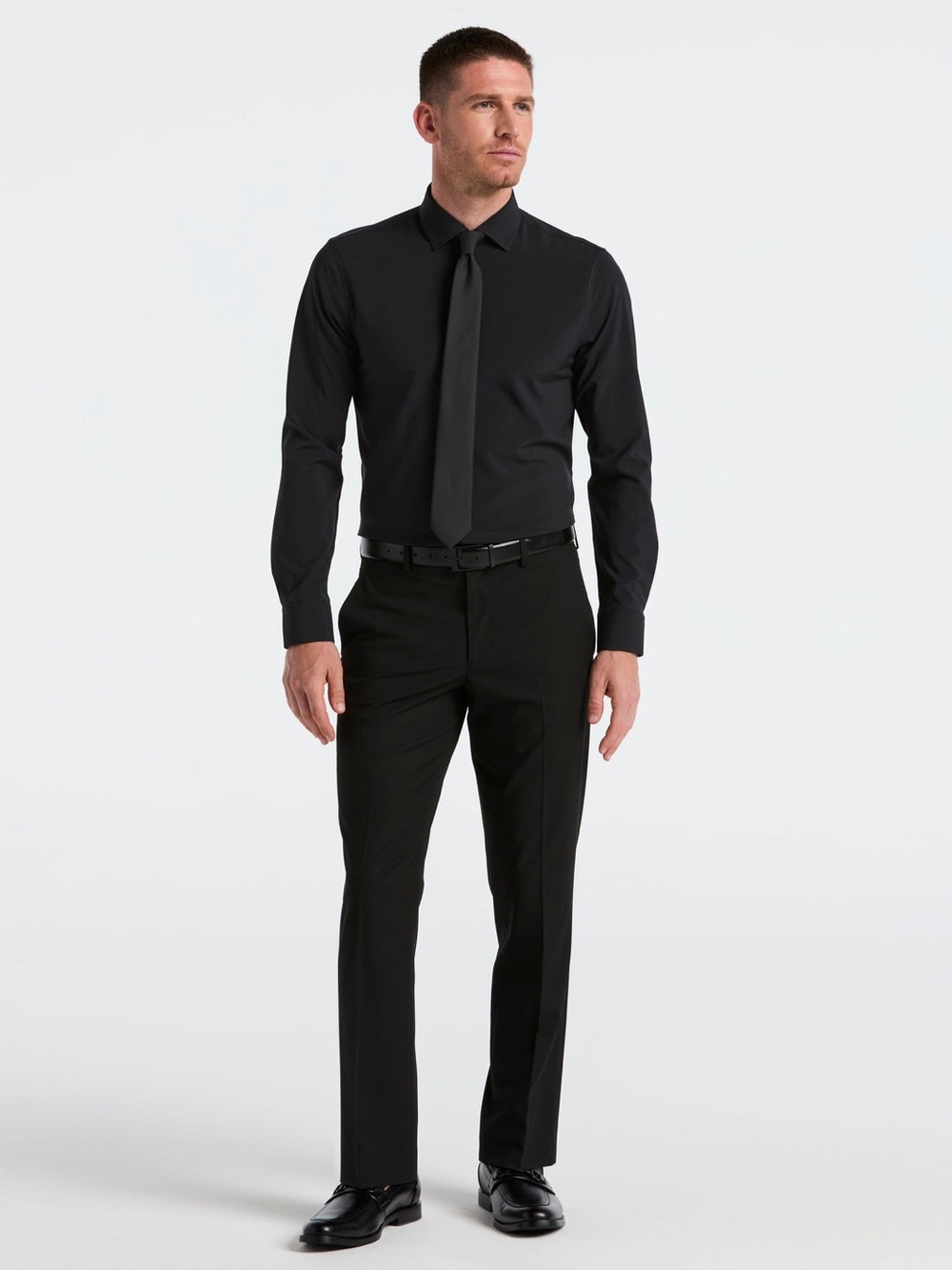 Perry Ellis Portfolio ModernFit Black Dress Shirt 15 34/35 Medium Cotton Stretch